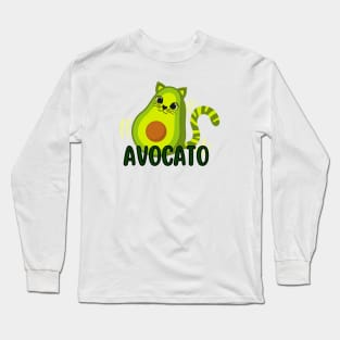 Avocato Cute and Funny Avocado Cat Pun Long Sleeve T-Shirt